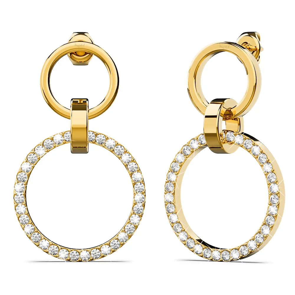 Boxed Orbit Earrings & Necklace Set with SWAROVSKI® Crystal in Gold