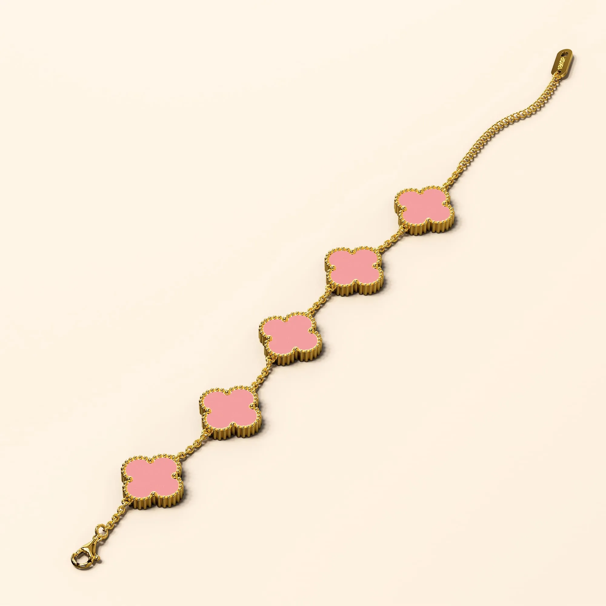 Boxed Pink Clover Bracelet and Earrings Set