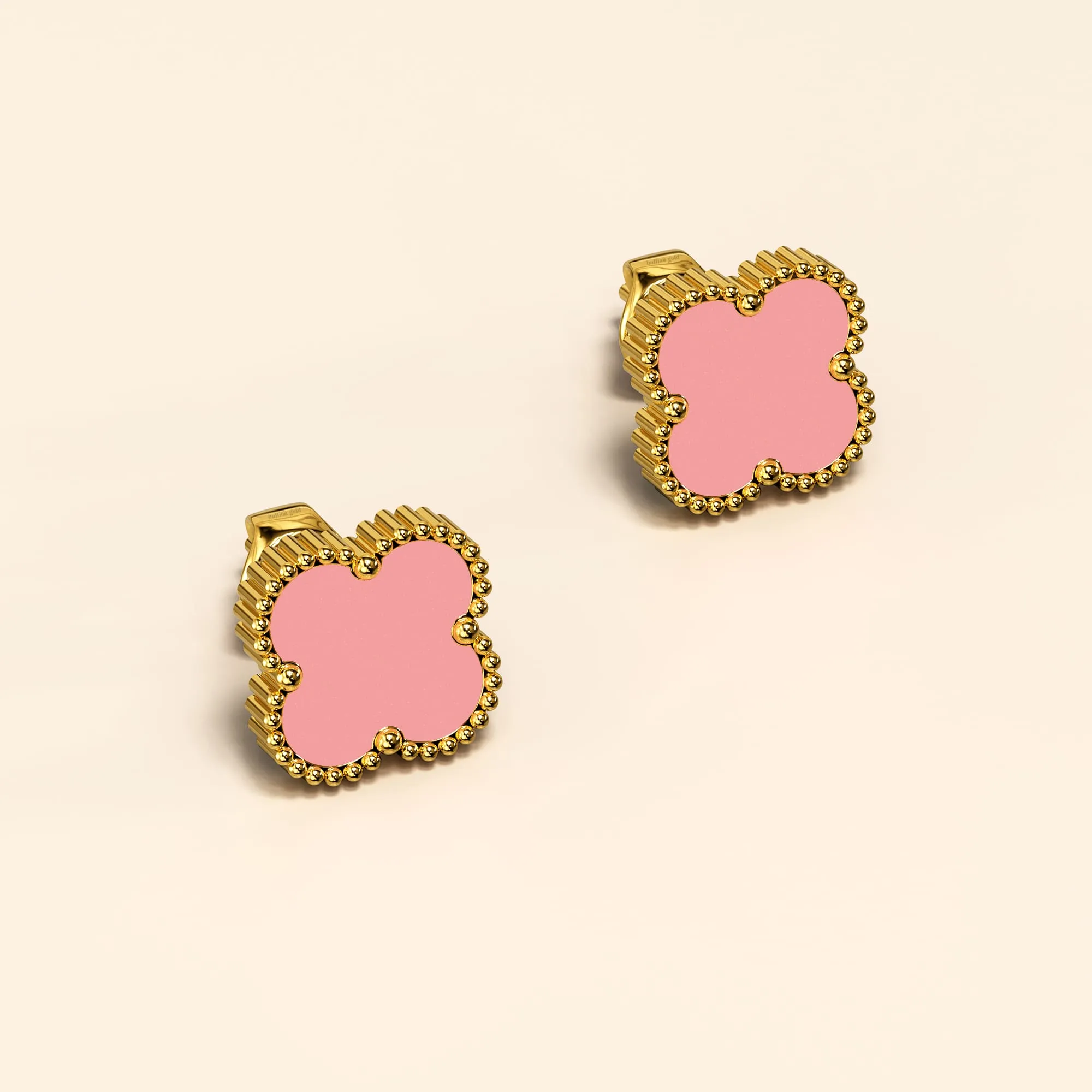 Boxed Pink Clover Bracelet and Earrings Set