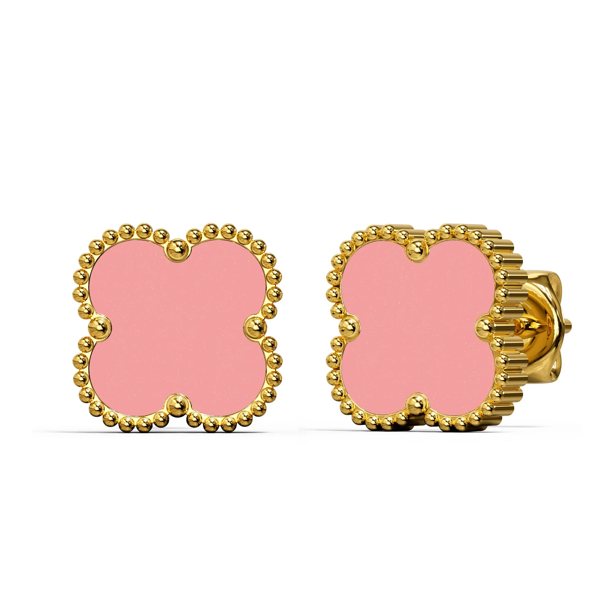 Boxed Pink Clover Bracelet and Earrings Set