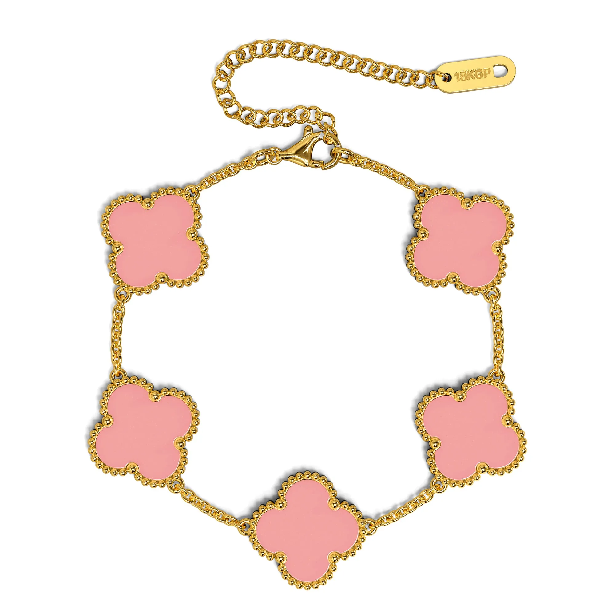 Boxed Pink Clover Bracelet and Earrings Set