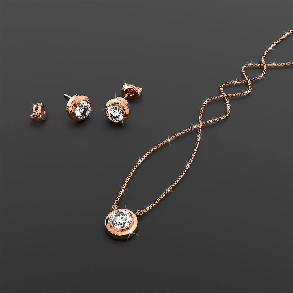 Boxed Rose Mount Rose Gold Set Embellished with SWAROVSKI® Crystals