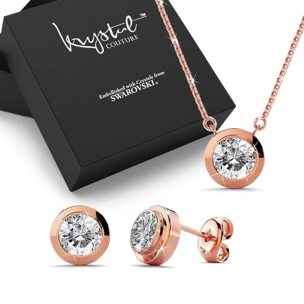 Boxed Rose Mount Rose Gold Set Embellished with SWAROVSKI® Crystals