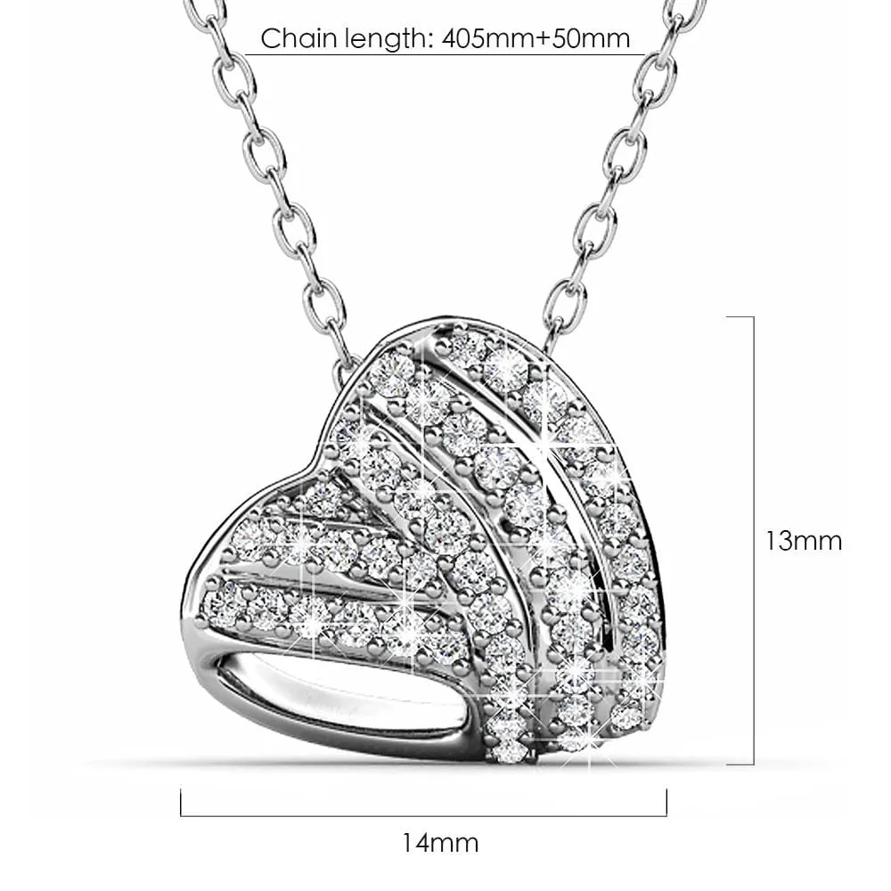 Boxed Timeless Heart Shaped White Gold Set Embellished with SWAROVSKI® Crystals