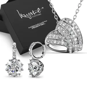 Boxed Timeless Heart Shaped White Gold Set Embellished with SWAROVSKI® Crystals