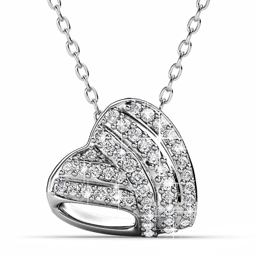 Boxed Timeless Heart Shaped White Gold Set Embellished with SWAROVSKI® Crystals