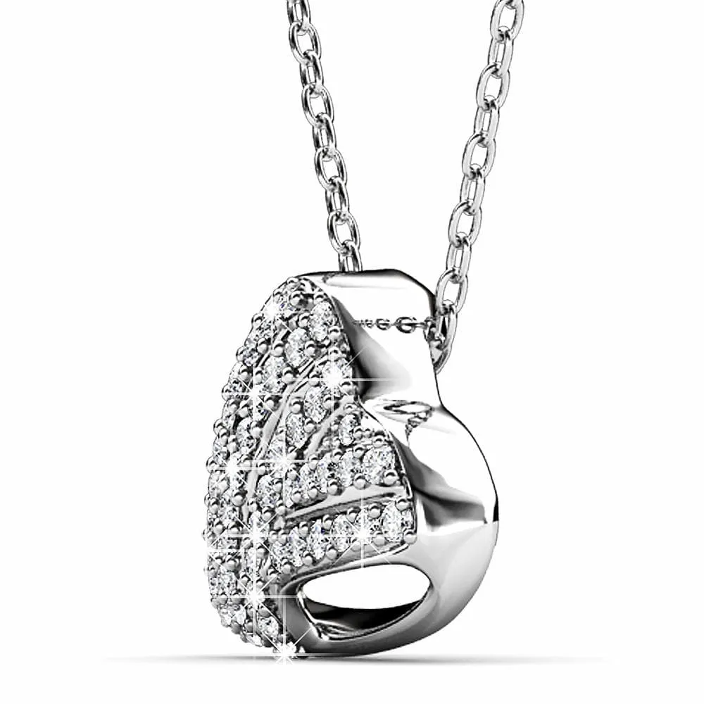 Boxed Timeless Heart Shaped White Gold Set Embellished with SWAROVSKI® Crystals