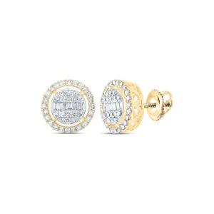 Captivating Radiance: 10kt Yellow Gold Baguette Diamond Circle Earrings