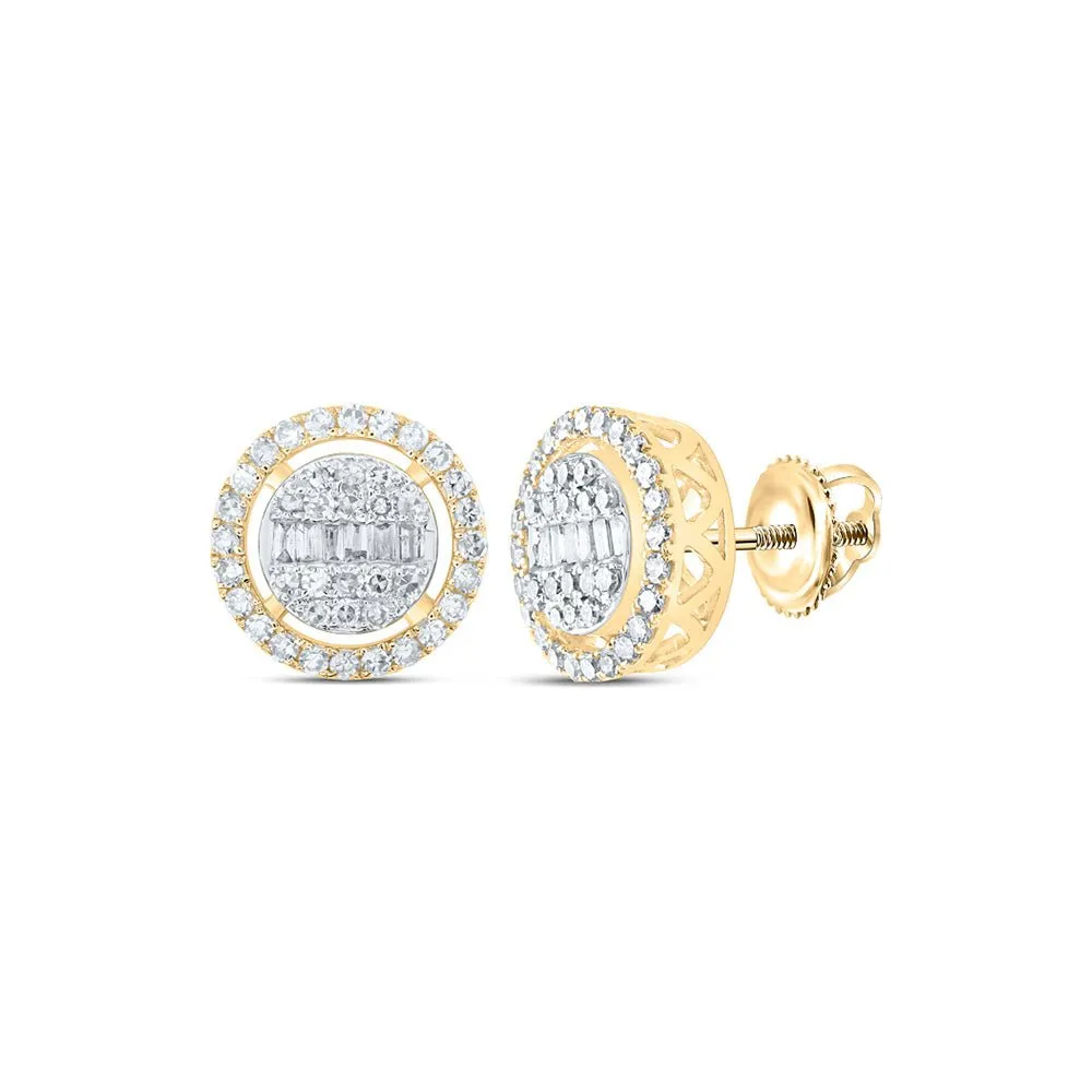 Captivating Radiance: 10kt Yellow Gold Baguette Diamond Circle Earrings