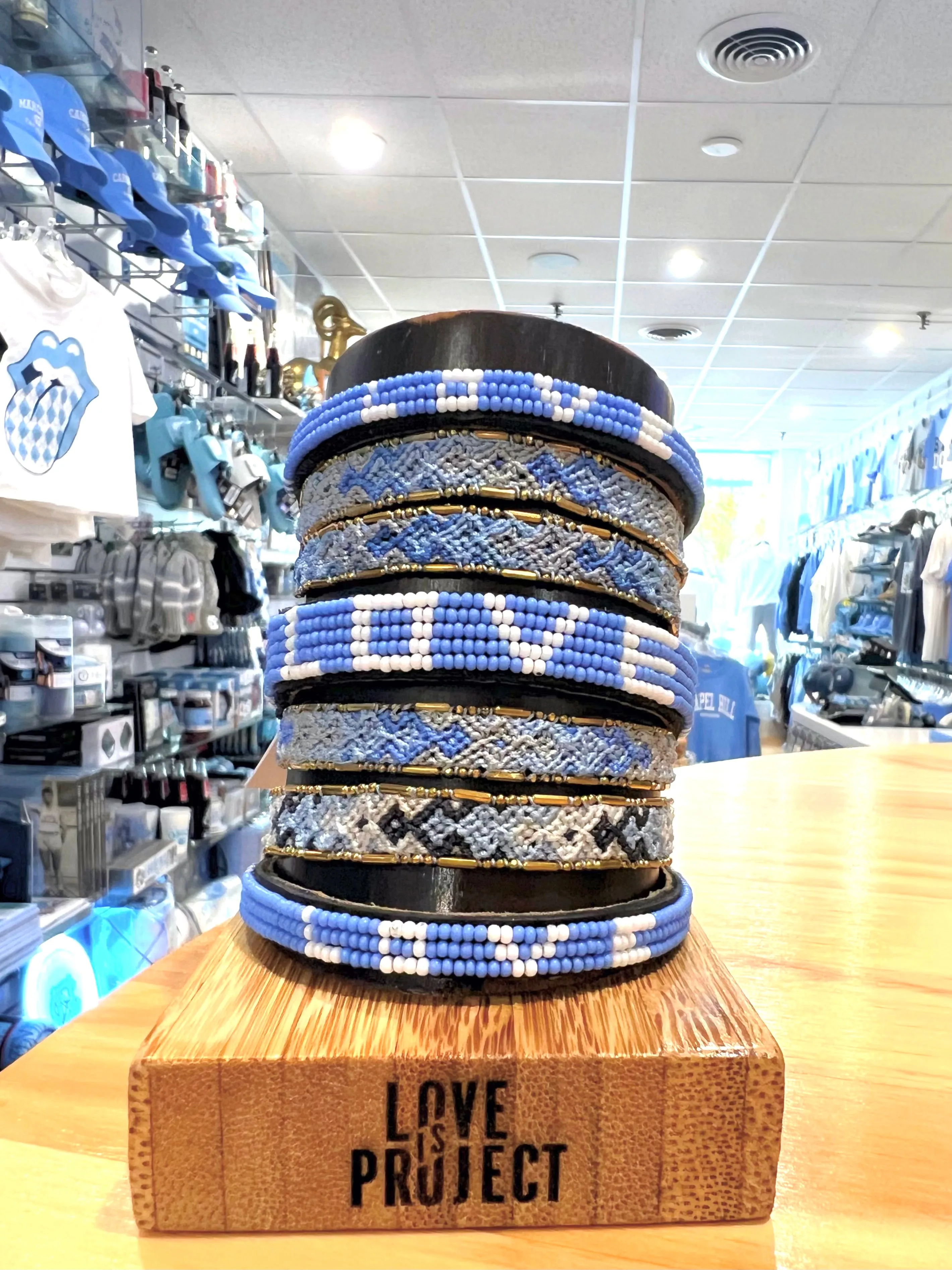 Carolina Blue LOVE Bead Large Bracelet by Love is Project