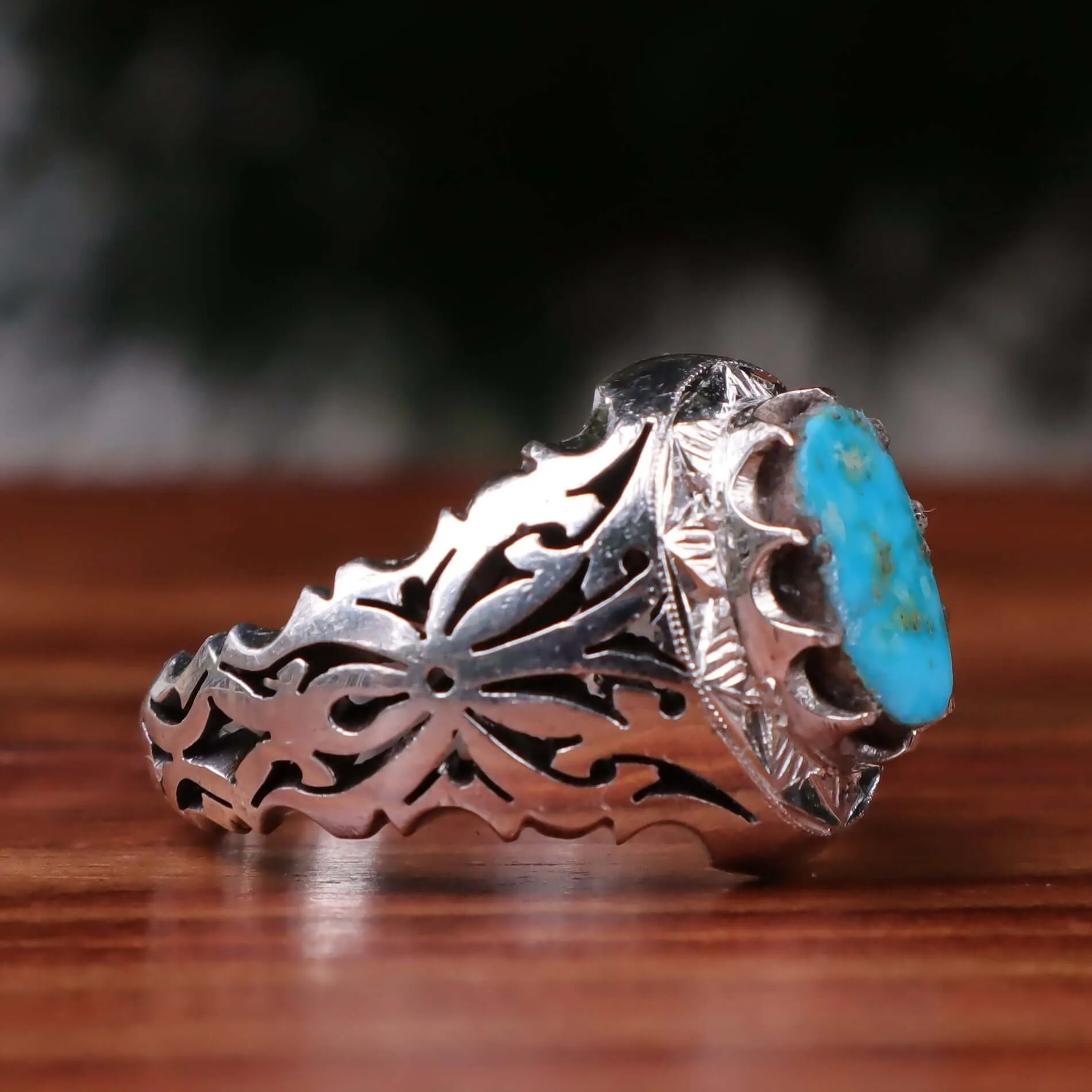 Celestial Oasis Turquoise (Feroza) Sterling Silver Ring