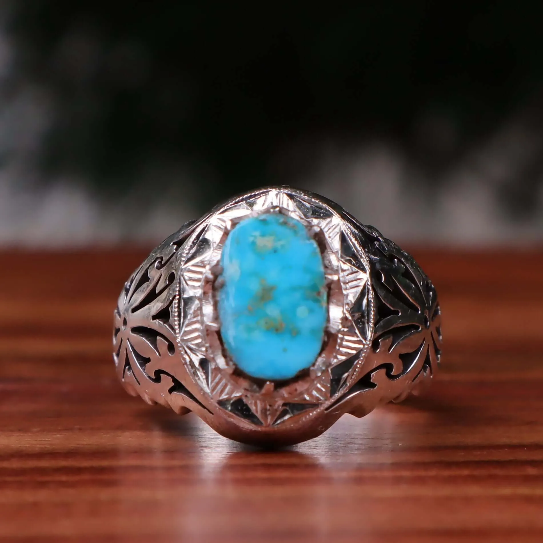 Celestial Oasis Turquoise (Feroza) Sterling Silver Ring