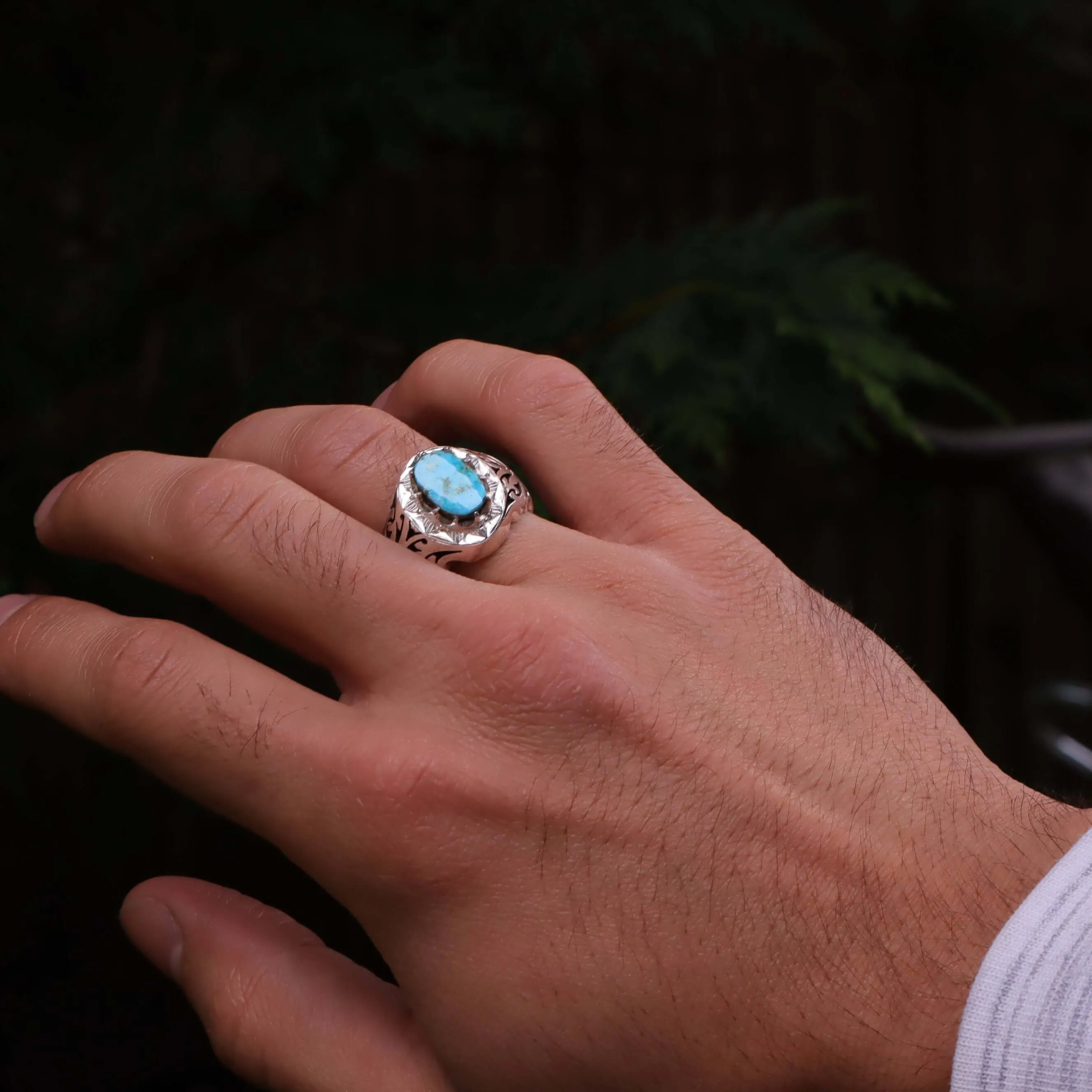 Celestial Oasis Turquoise (Feroza) Sterling Silver Ring