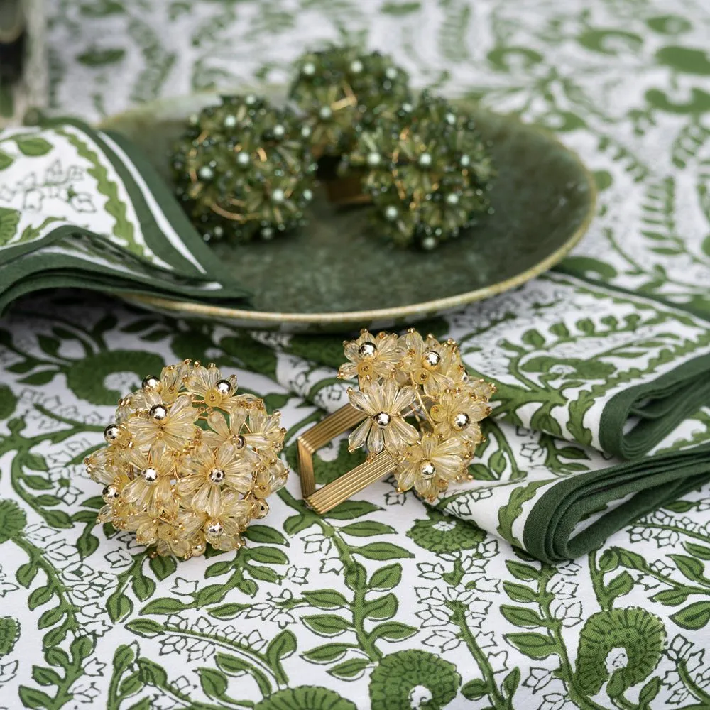 Champagne Bouquet Beaded Napkin Ring | Set of 4
