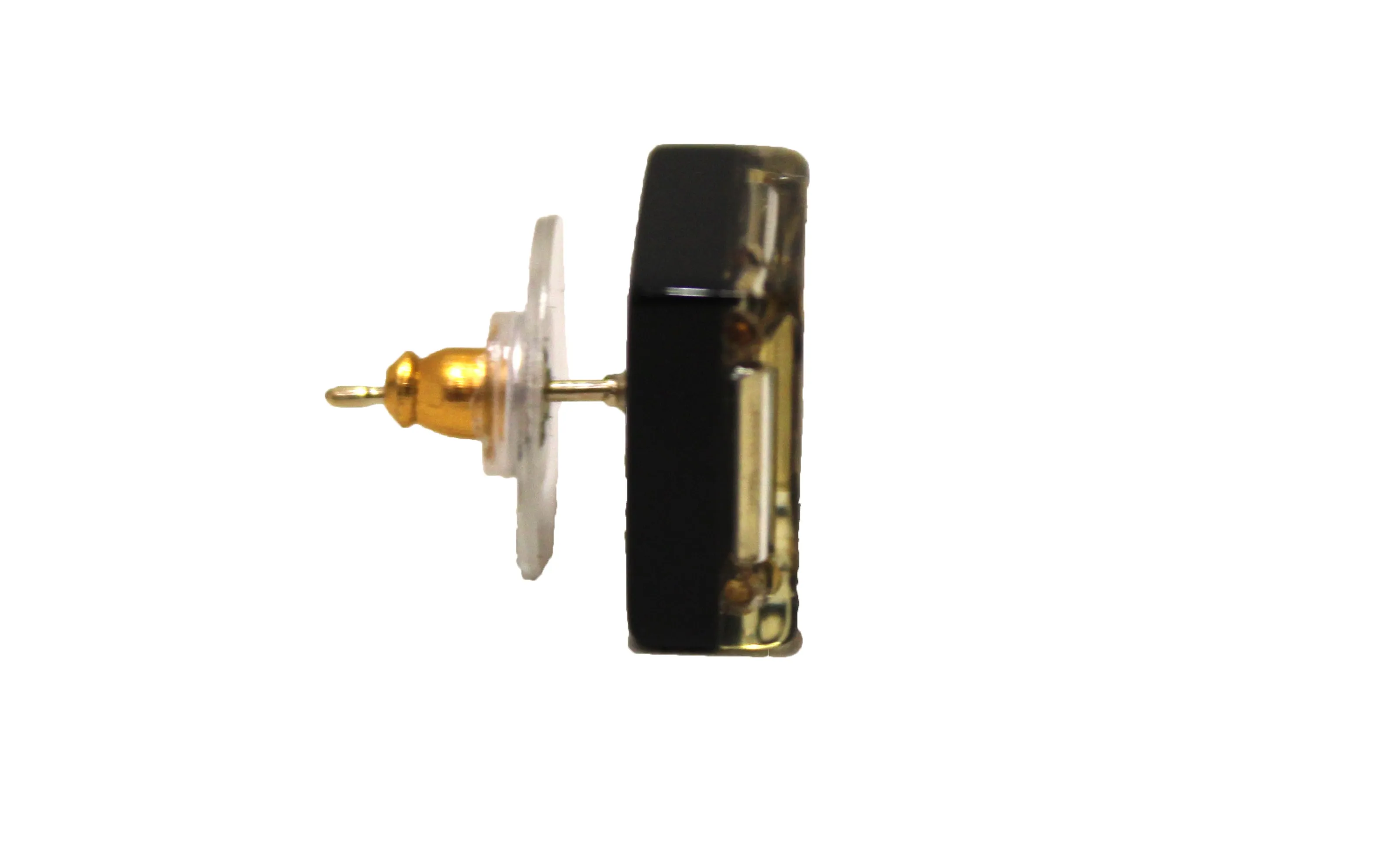 Chanel Black and Gold CC Resin Square Timeless Classic Earrings