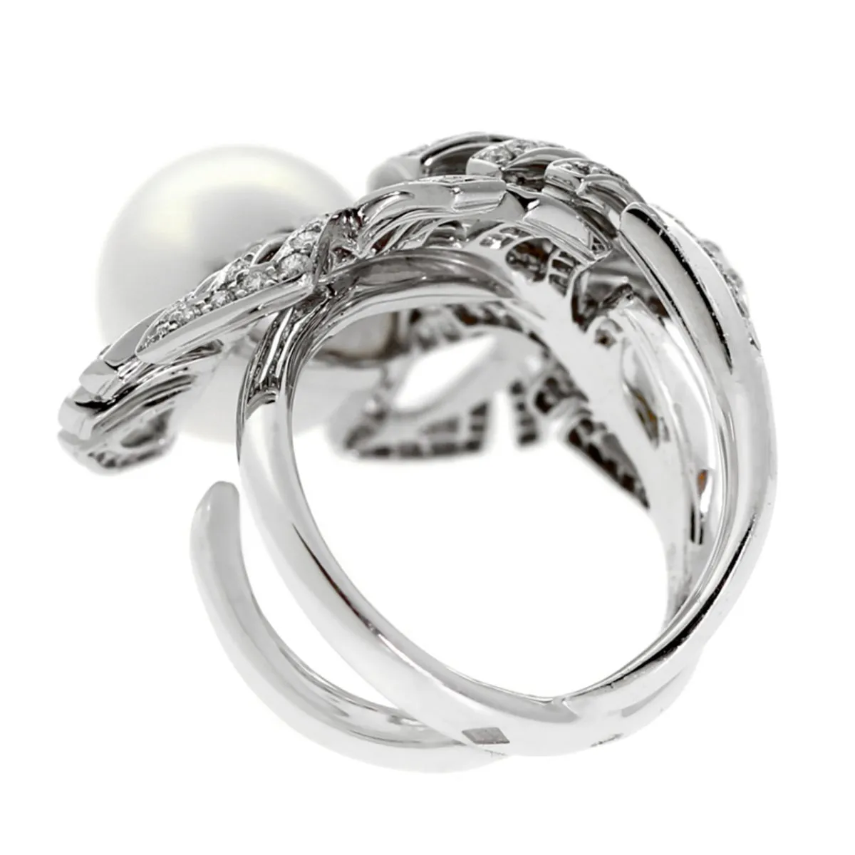 Chanel Pearl Diamond White Gold Cocktail Ring
