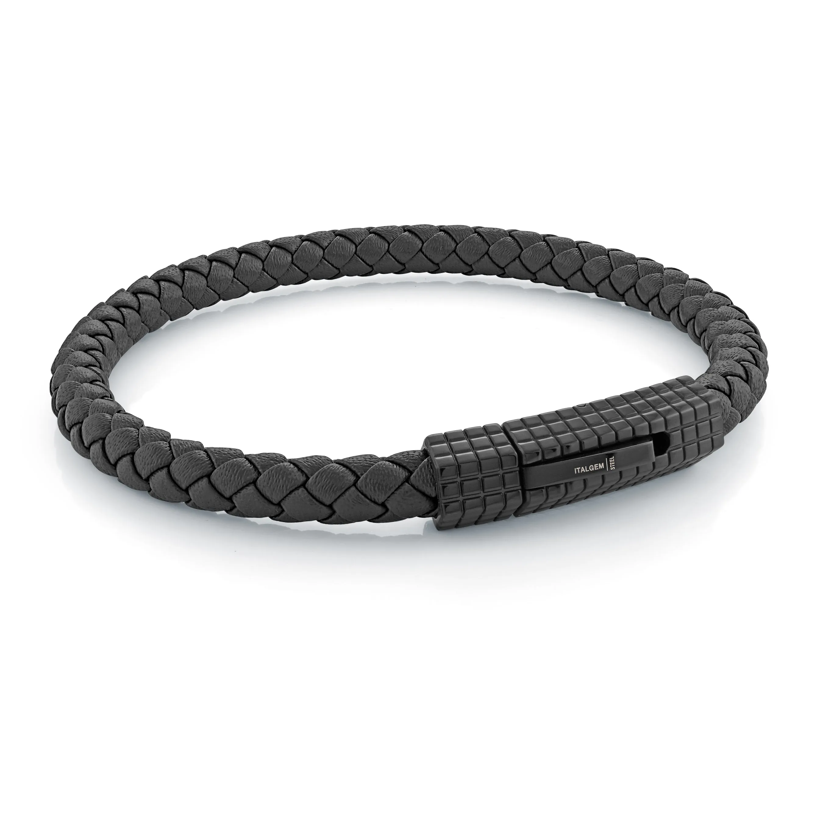 Checkered Clasp Leather Bracelet 6mm
