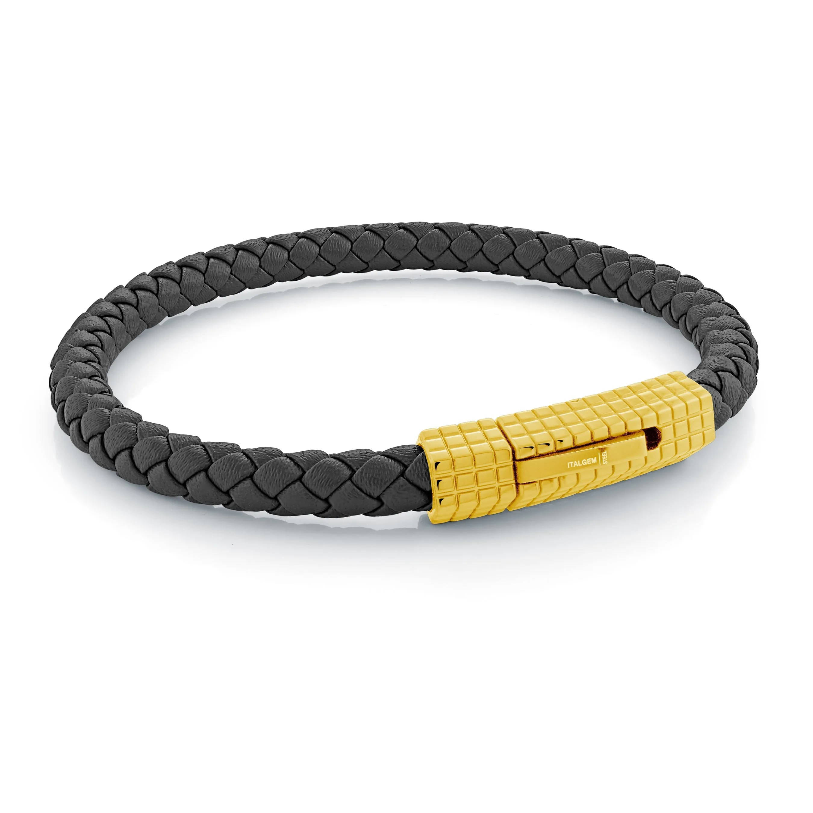 Checkered Clasp Leather Bracelet 6mm