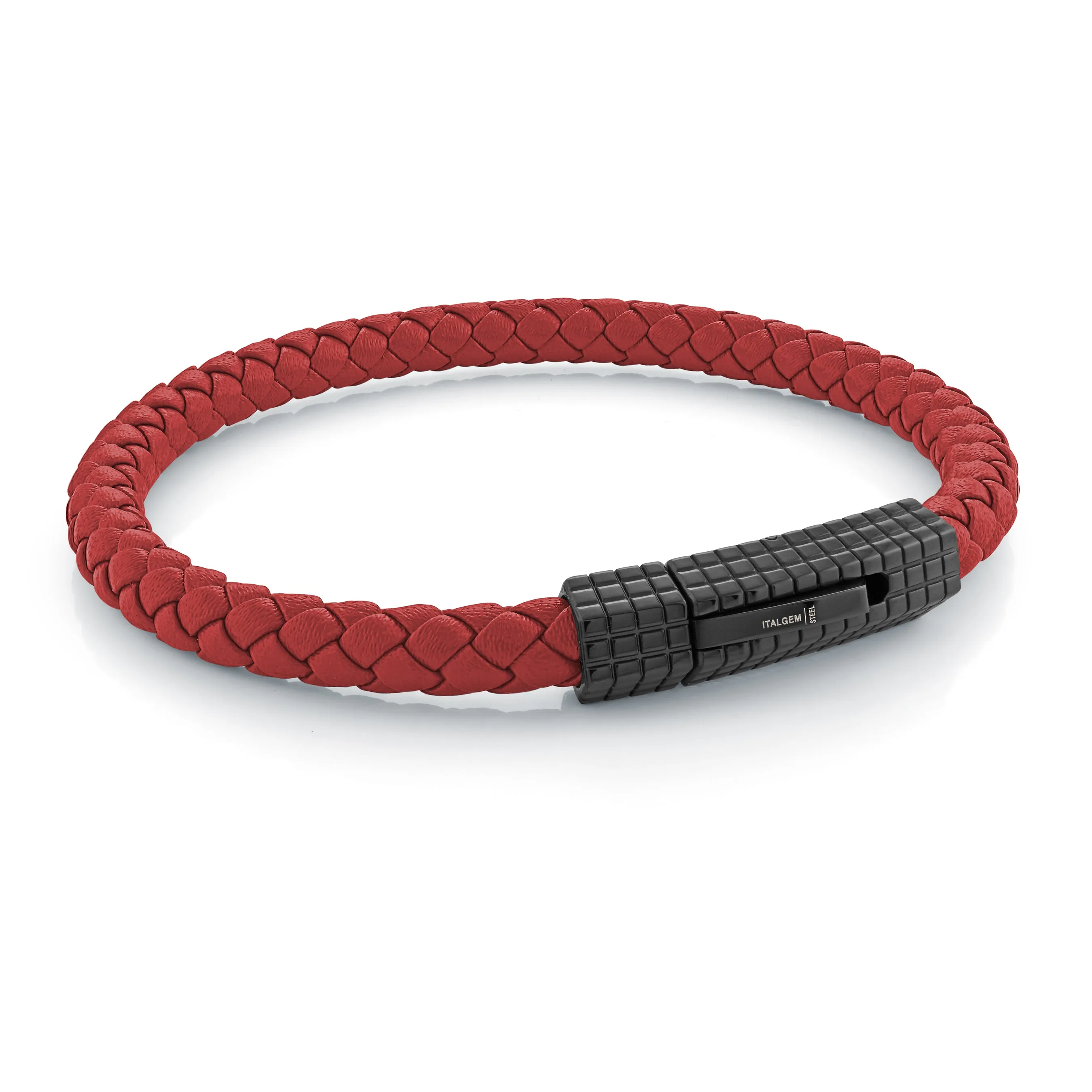 Checkered Clasp Leather Bracelet 6mm