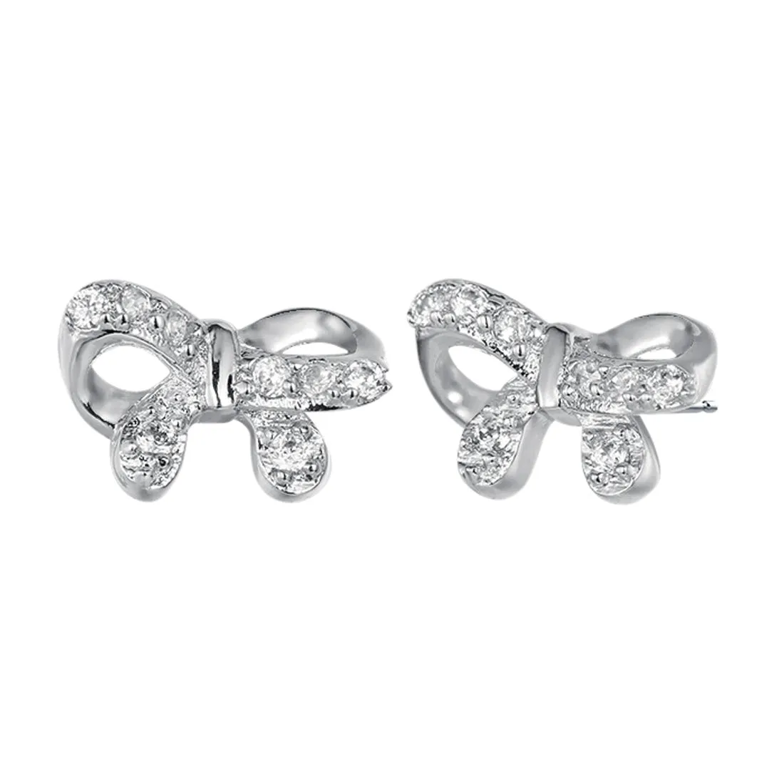 Children's Sterling Silver Cubic Zirconia Bow Stud Earrings