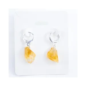 Citrine Raw Earrings (Hoop)
