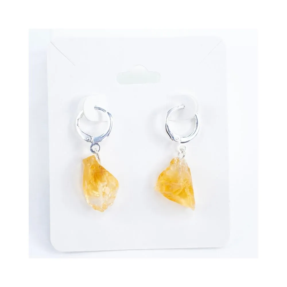 Citrine Raw Earrings (Hoop)