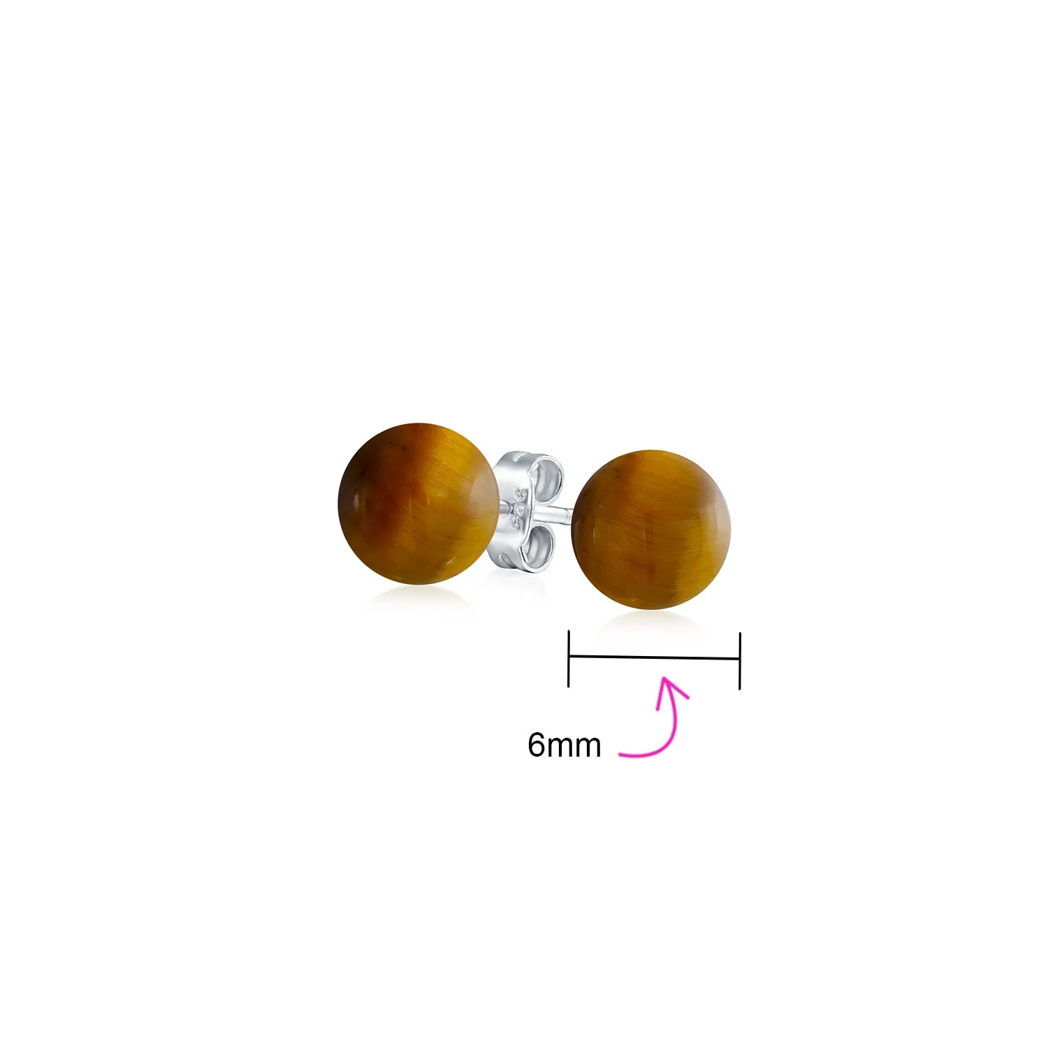 Classic 6MM Gemstone Drop Ball Earrings in  Sterling Silver Birthstone Options
