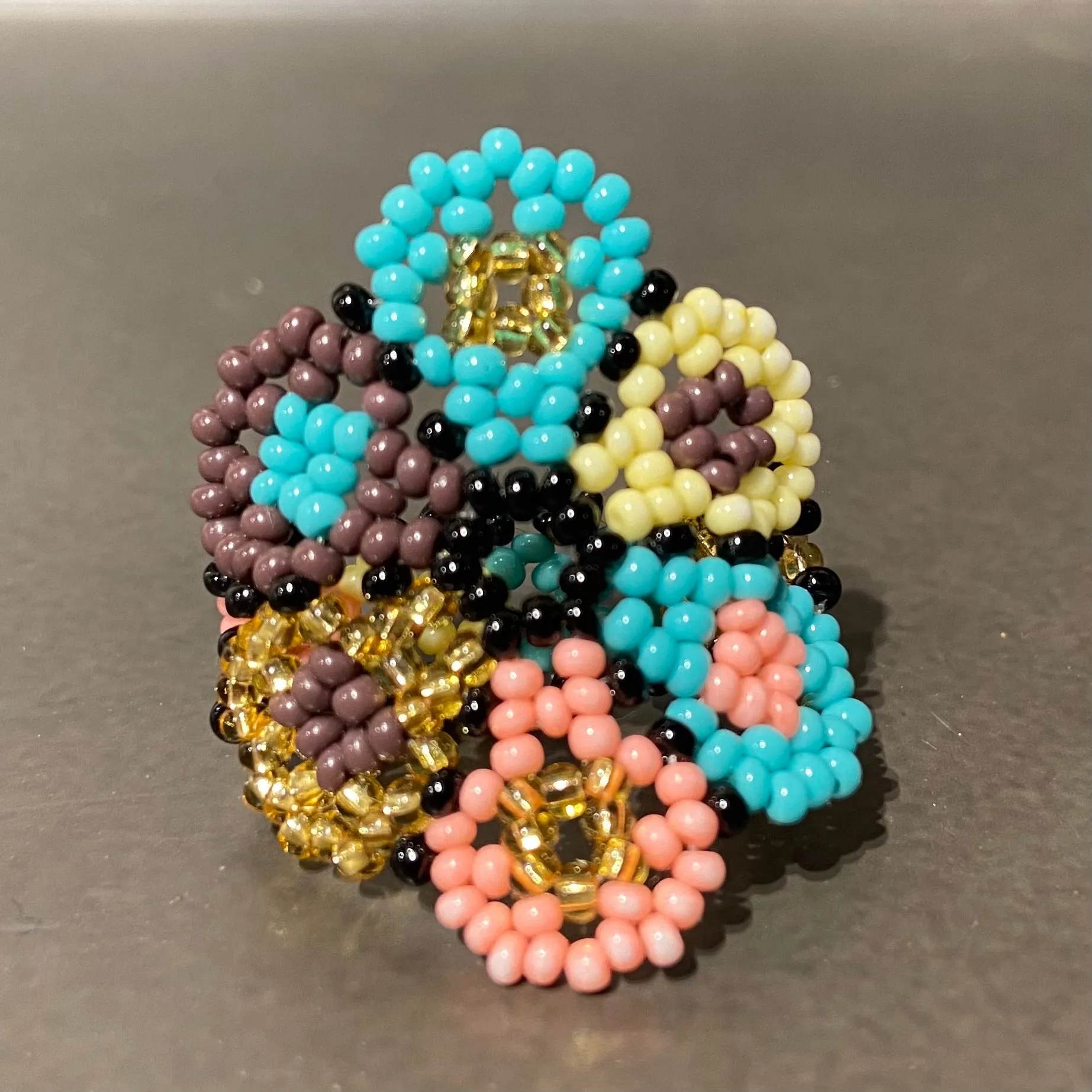 Colorful Beaded Flower Rings -- Guerrero, Mexico