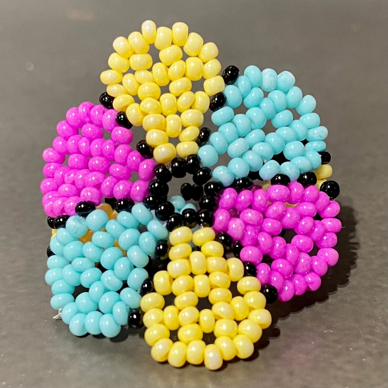 Colorful Beaded Flower Rings -- Guerrero, Mexico
