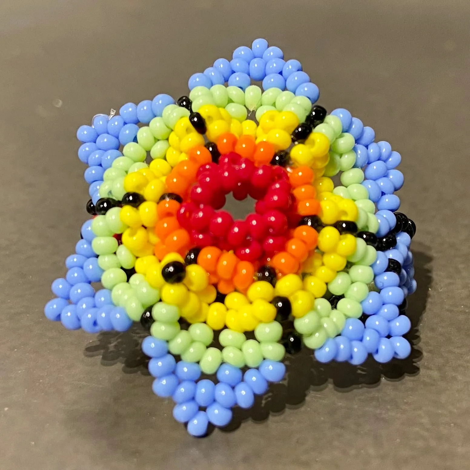 Colorful Beaded Flower Rings -- Guerrero, Mexico