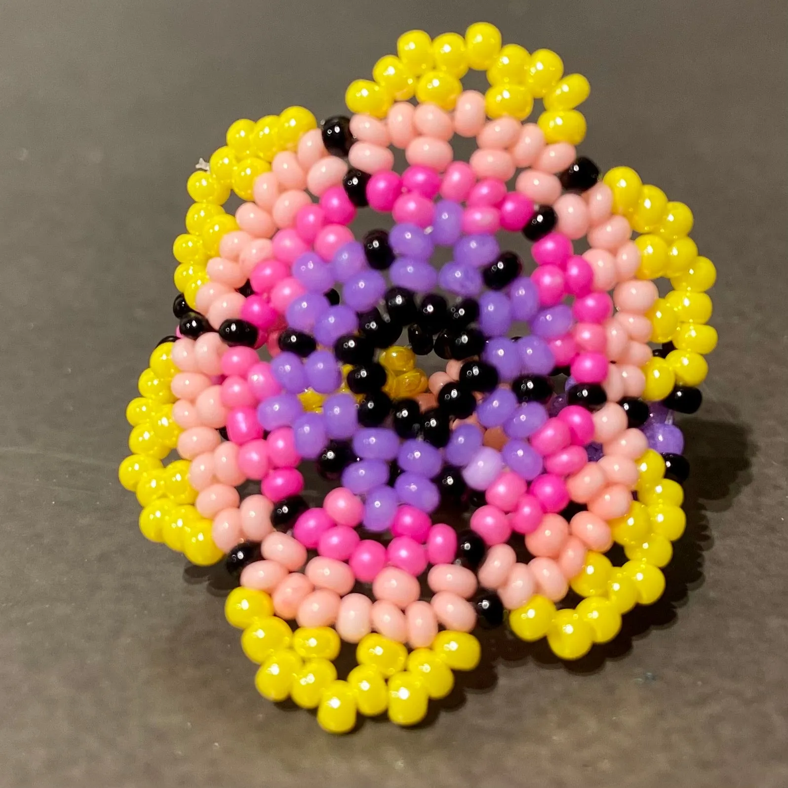 Colorful Beaded Flower Rings -- Guerrero, Mexico