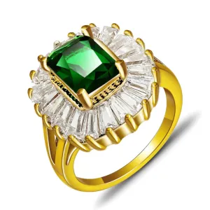 Colorful Party Jewelry AAA Cubic Zirconia Rings For Womens 18K Gold Plated Exaggerated Ring Accessories