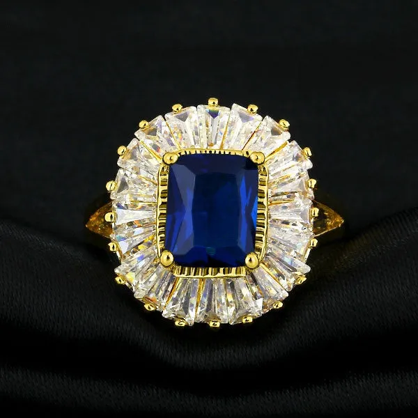 Colorful Party Jewelry AAA Cubic Zirconia Rings For Womens 18K Gold Plated Exaggerated Ring Accessories