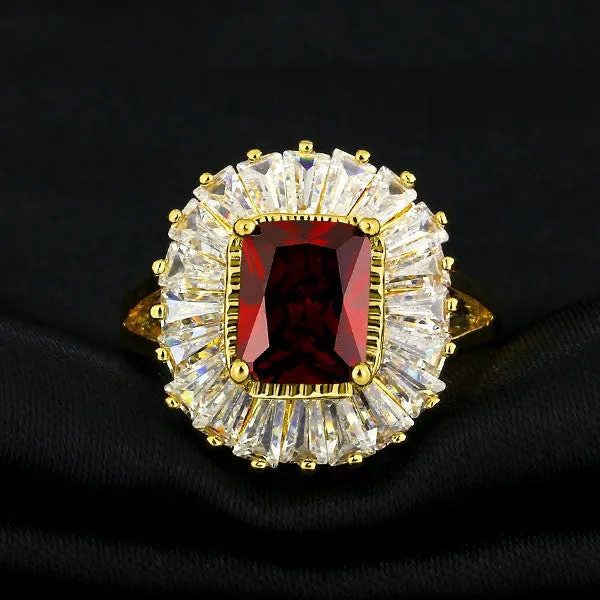 Colorful Party Jewelry AAA Cubic Zirconia Rings For Womens 18K Gold Plated Exaggerated Ring Accessories