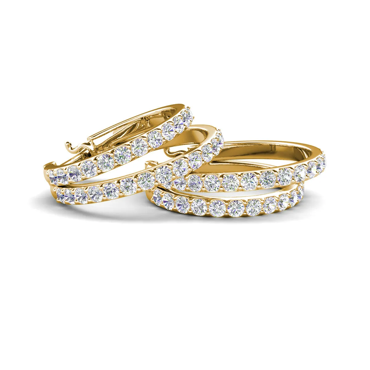 Corina 18k White Gold Plated Hoop Earrings with Swarovski Crystals