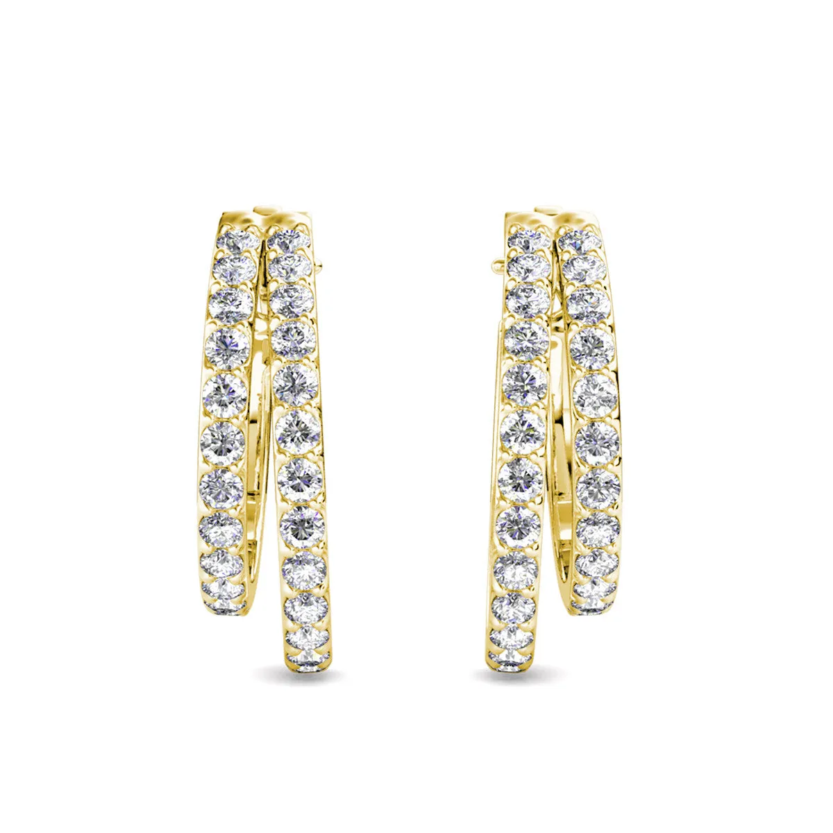 Corina 18k White Gold Plated Hoop Earrings with Swarovski Crystals