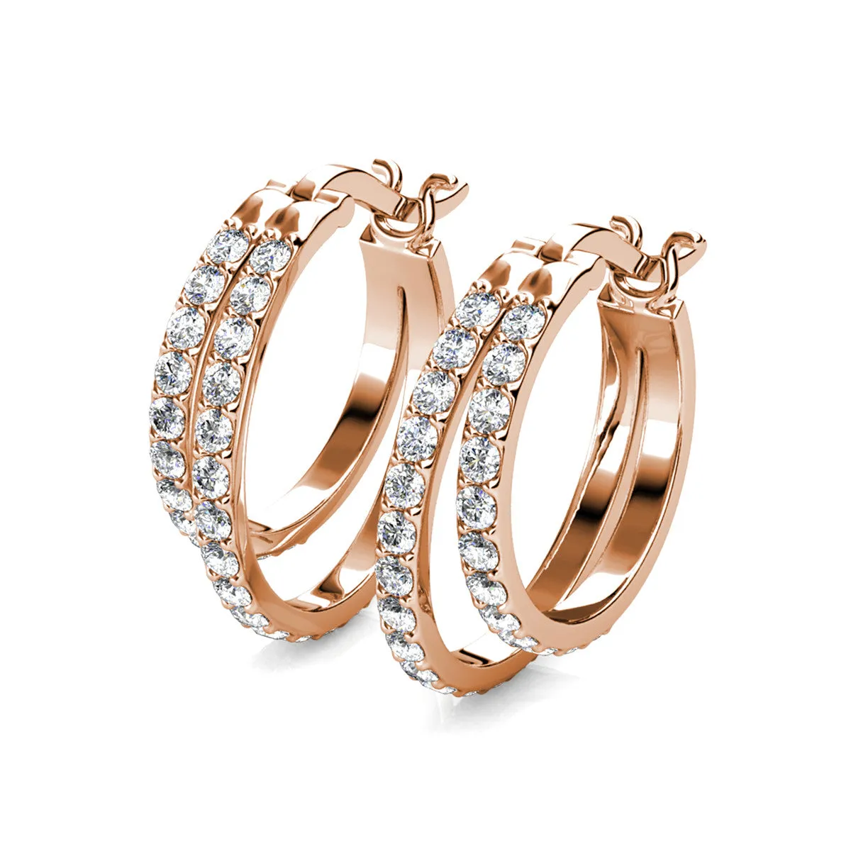 Corina 18k White Gold Plated Hoop Earrings with Swarovski Crystals