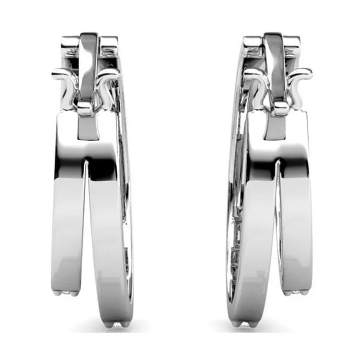 Corina 18k White Gold Plated Hoop Earrings with Swarovski Crystals