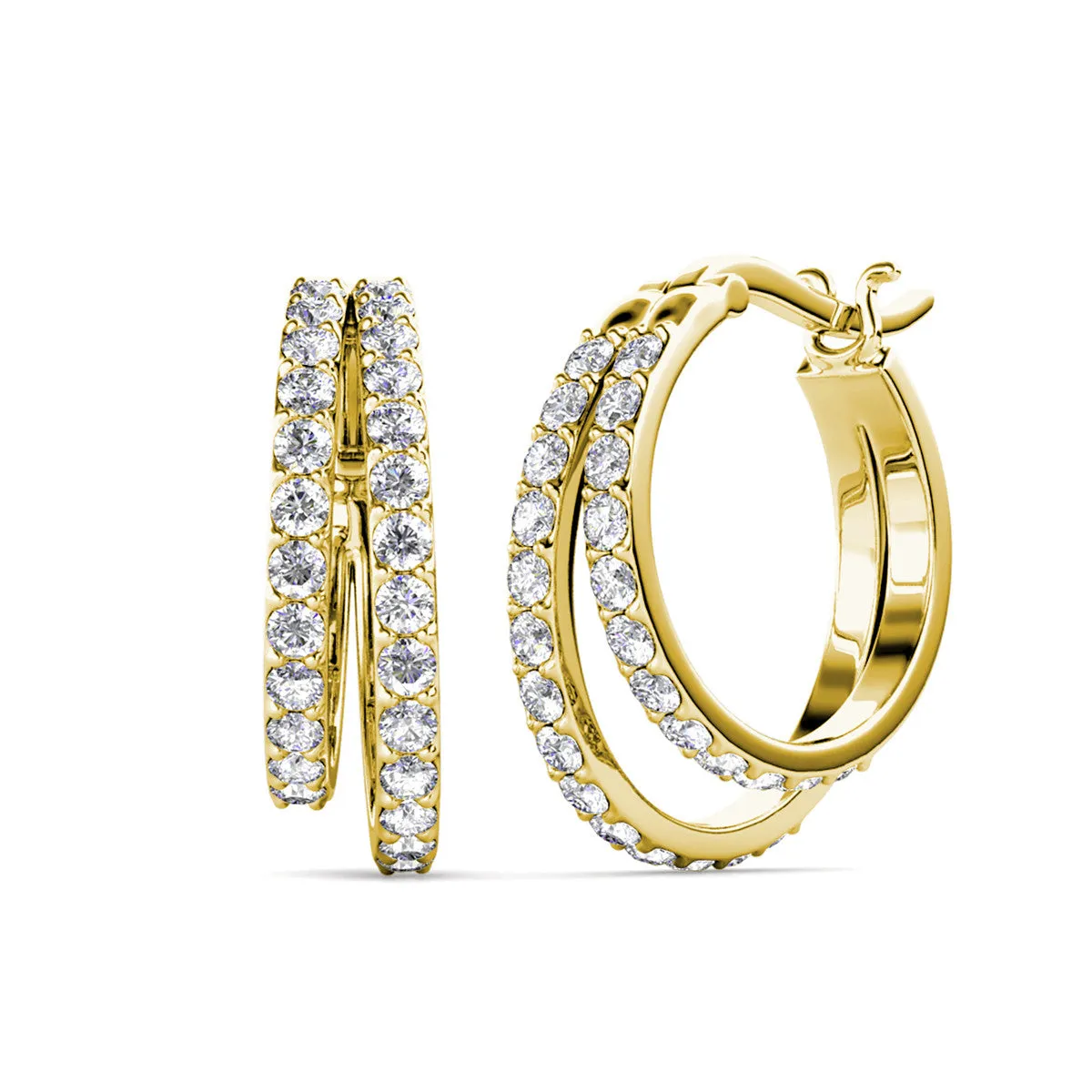 Corina 18k White Gold Plated Hoop Earrings with Swarovski Crystals