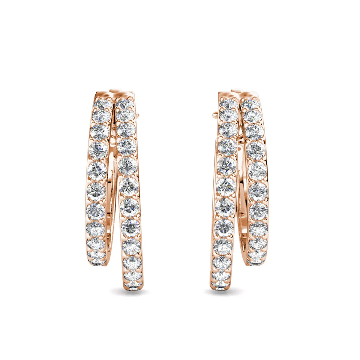 Corina 18k White Gold Plated Hoop Earrings with Swarovski Crystals