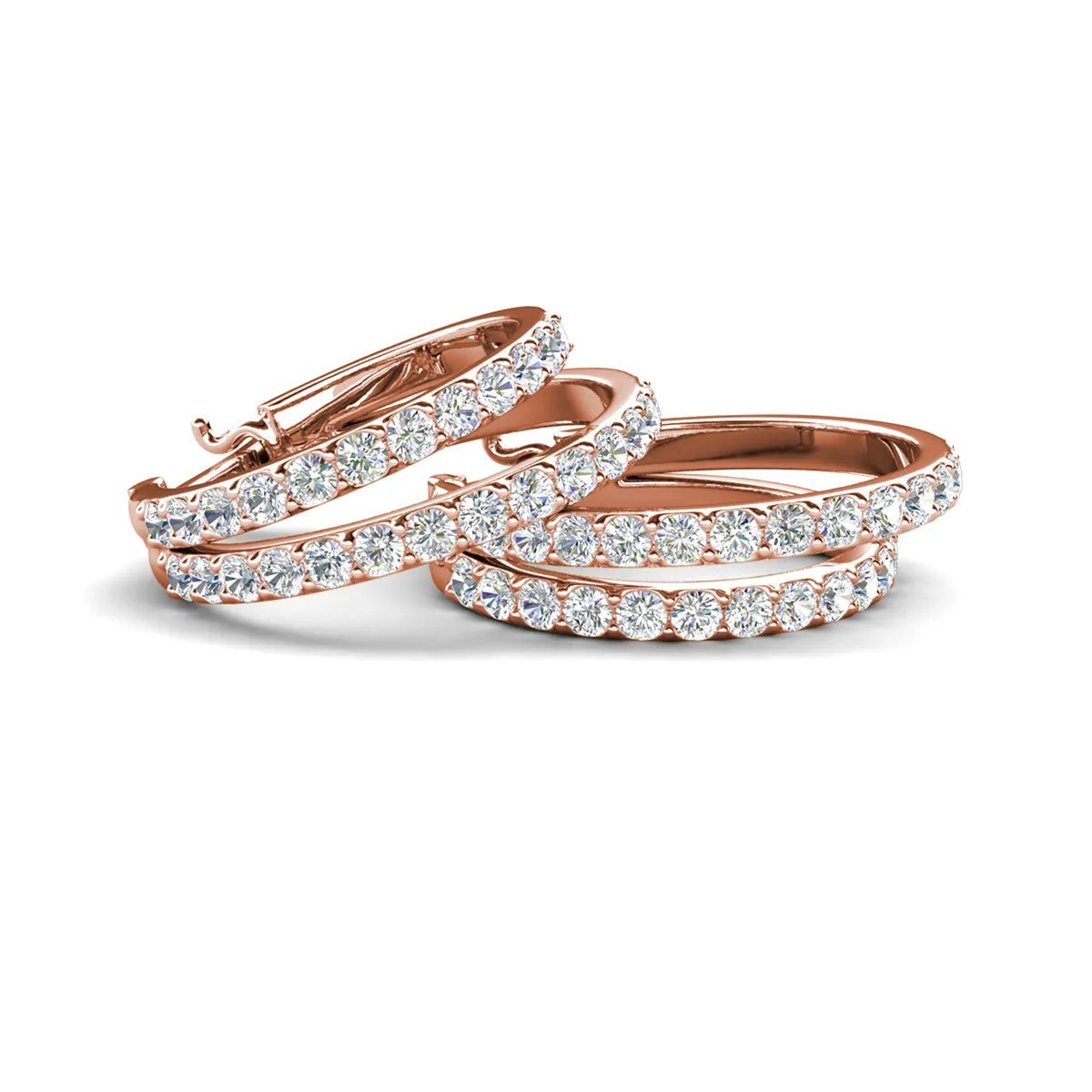 Corina 18k White Gold Plated Hoop Earrings with Swarovski Crystals