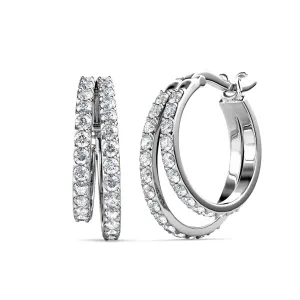Corina 18k White Gold Plated Hoop Earrings with Swarovski Crystals