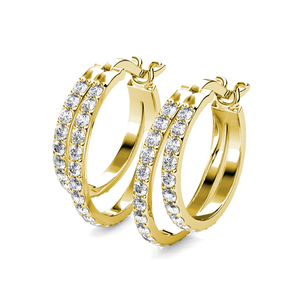 Corina 18k White Gold Plated Hoop Earrings with Swarovski Crystals