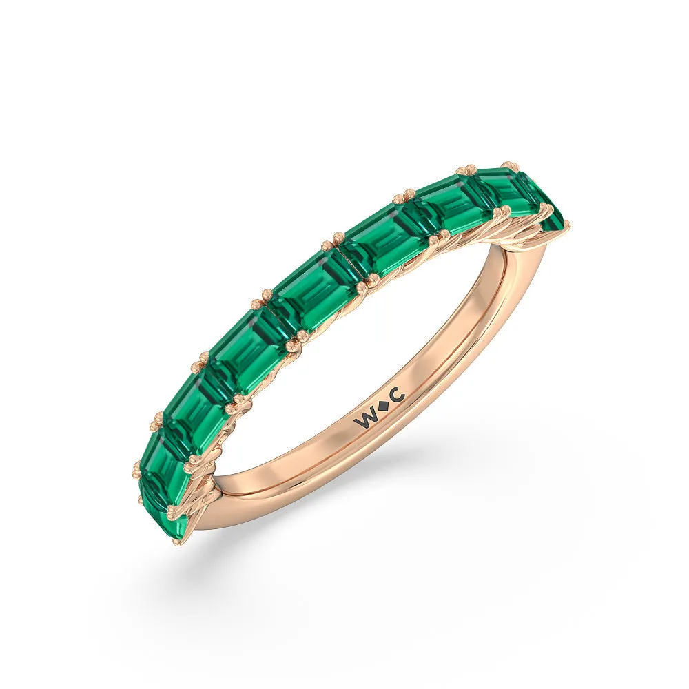 Created Emerald East-West Modern Trellis Anniversary Ring