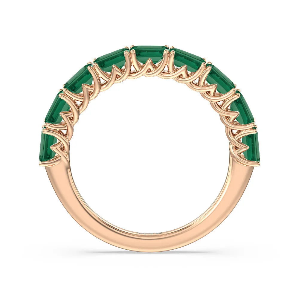 Created Emerald East-West Modern Trellis Anniversary Ring