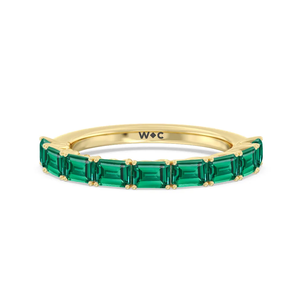 Created Emerald East-West Modern Trellis Anniversary Ring