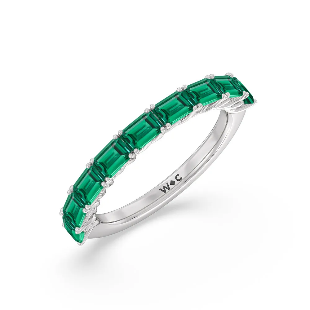 Created Emerald East-West Modern Trellis Anniversary Ring