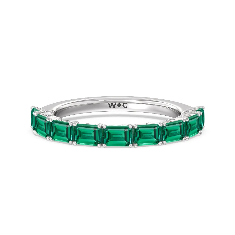 Created Emerald East-West Modern Trellis Anniversary Ring