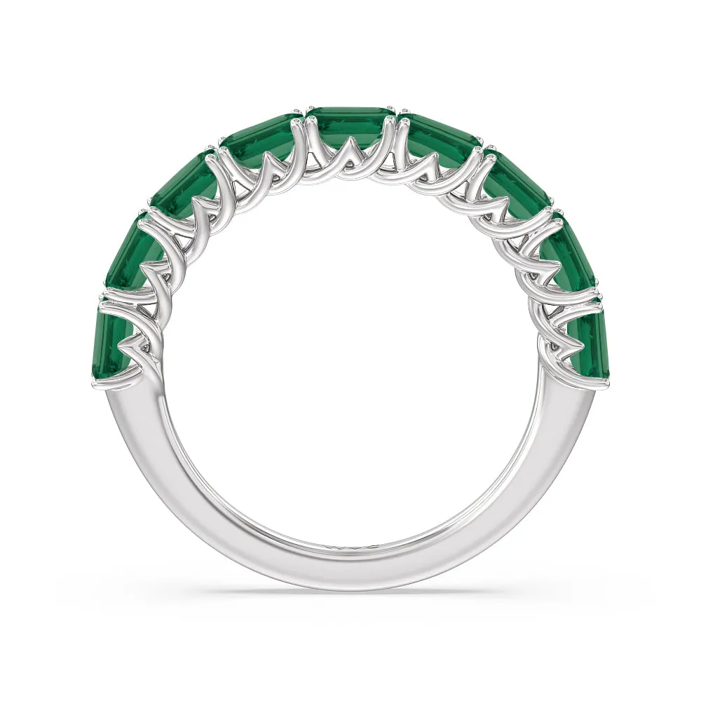 Created Emerald East-West Modern Trellis Anniversary Ring