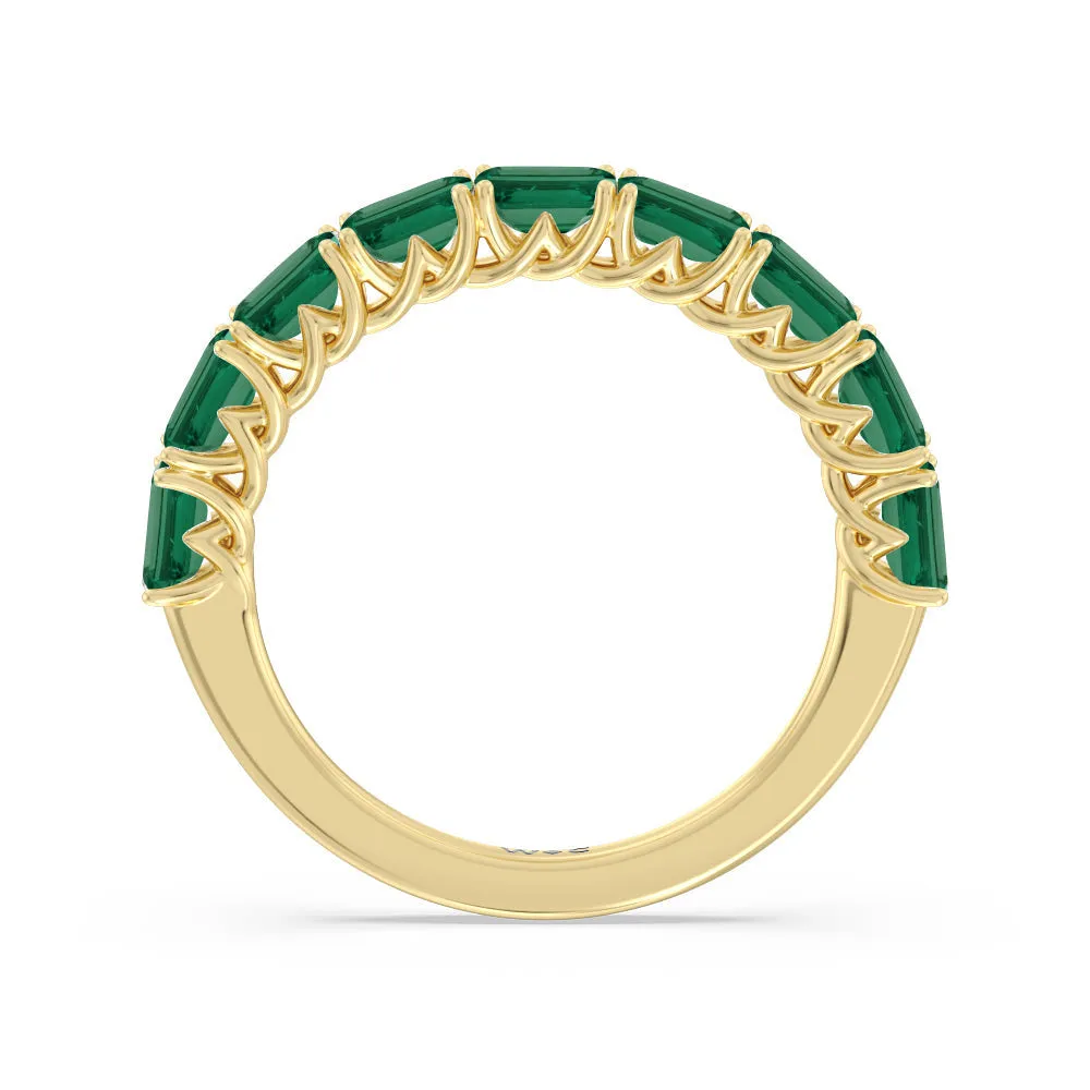 Created Emerald East-West Modern Trellis Anniversary Ring